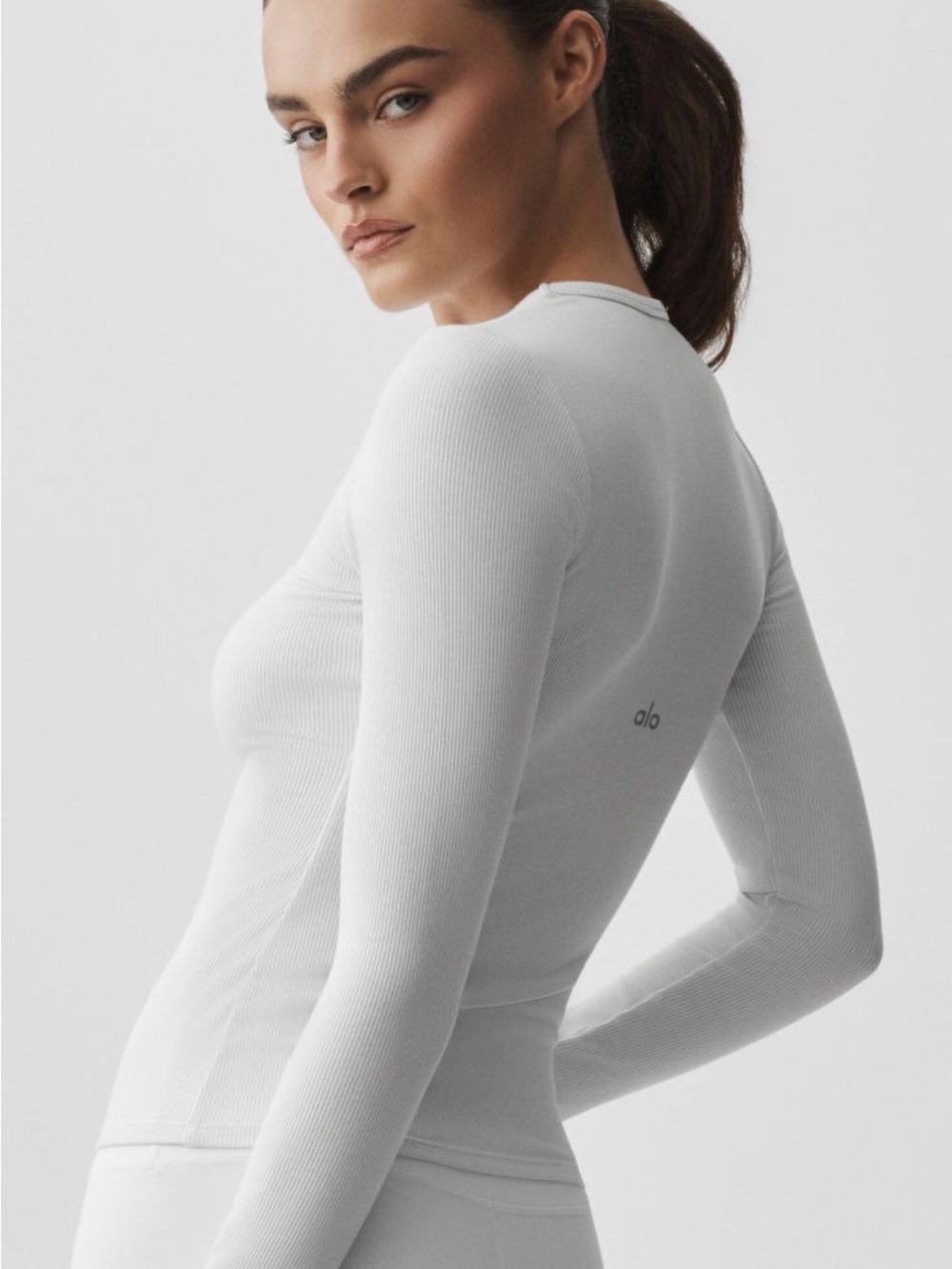 ALO Yoga Ribbed Modal Long Sleeve White M